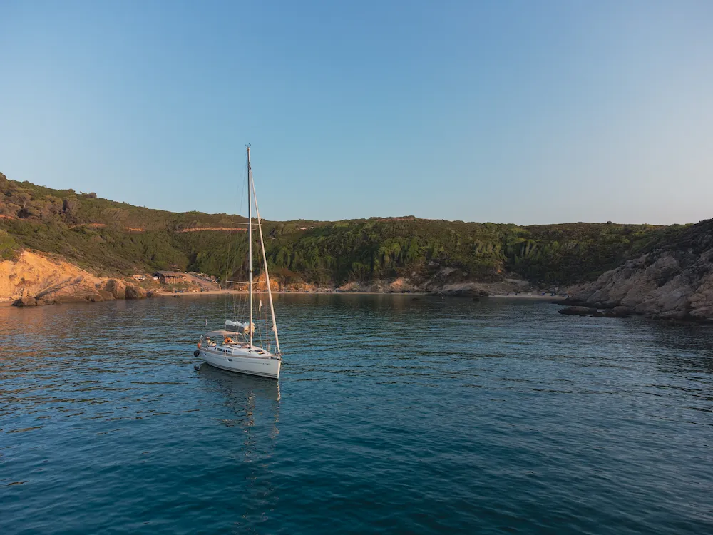 A sailboat in Skiathos water